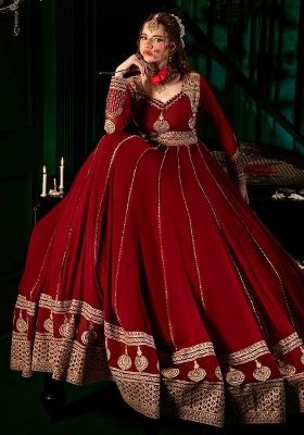 Maroon Sequence Georgette Kurta Set