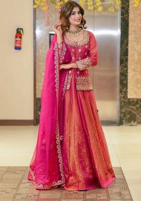 Pink Embroidery Simmer Silk Salwar Suit