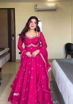 Peach  Embroidery Fux Blooming  Salwar Suit