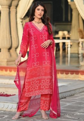 Pink Embroidery Silk Blend Kurta Set