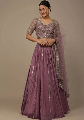 Pink Sequine Embroidered Work Silk Lehenga Choli