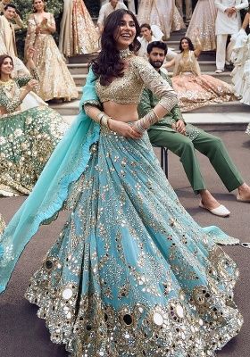 Multicolor Embroidery Georgette Lehenga Set