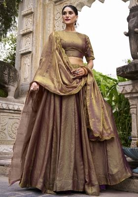 Lavender Embroidered Blended Lehenga Set