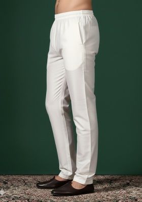 Beige Solid Cotton Pyjama For Men